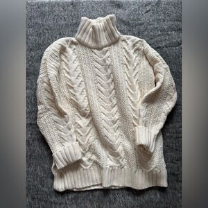 Anine Bing chunky wool cable knit sweater in ivory